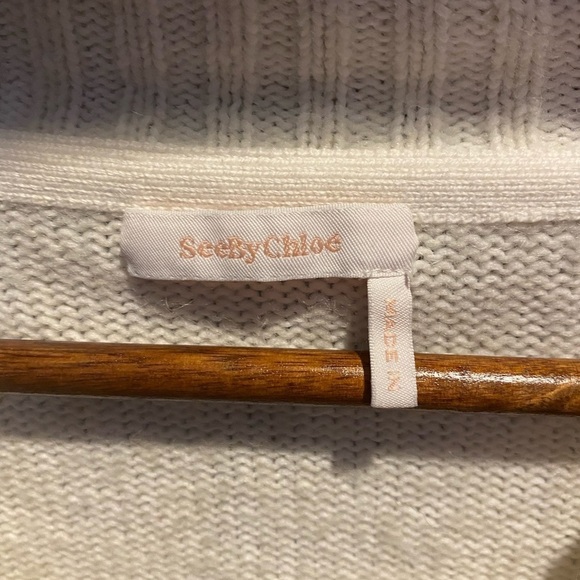 NWT See by Chloe White V-Neck Sweater - Picture 8 of 9